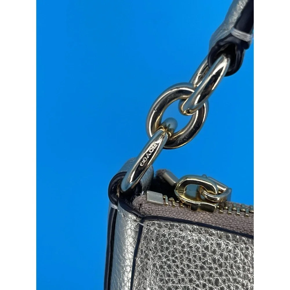 COACH Champagne Gold Metallic Leather Shoulder Bag Purse Handbag – Designer
